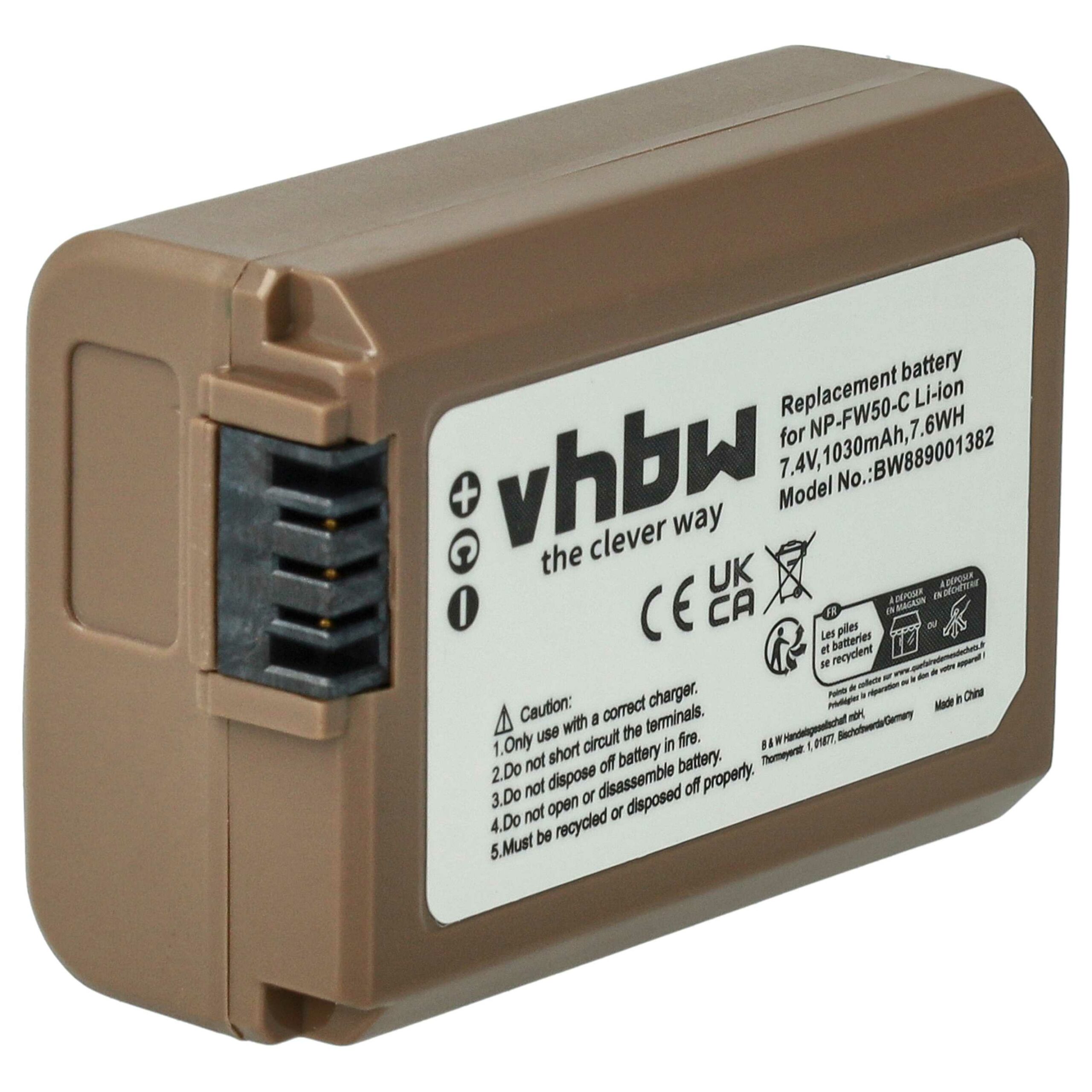 Bateria vhbw para Sony NP-FW50 - 1030mAh, 7.4V com Porta USB-C - Image 4