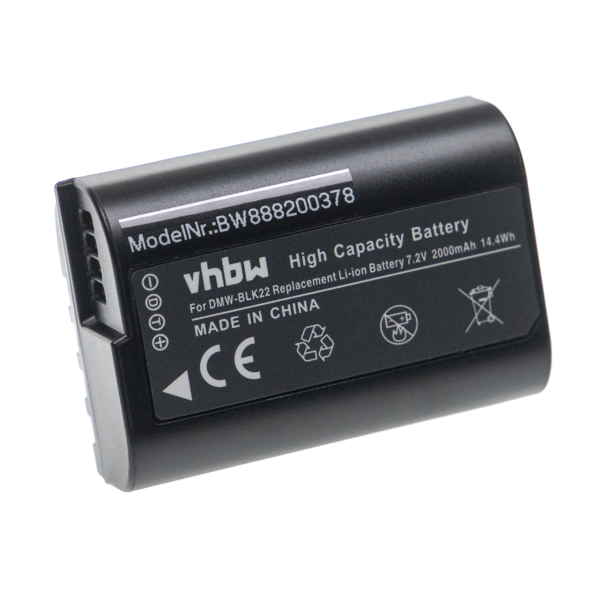 Bateria vhbw para Panasonic DMW-BLK22, DMW-BLK22GK 2000mAh 7.2V