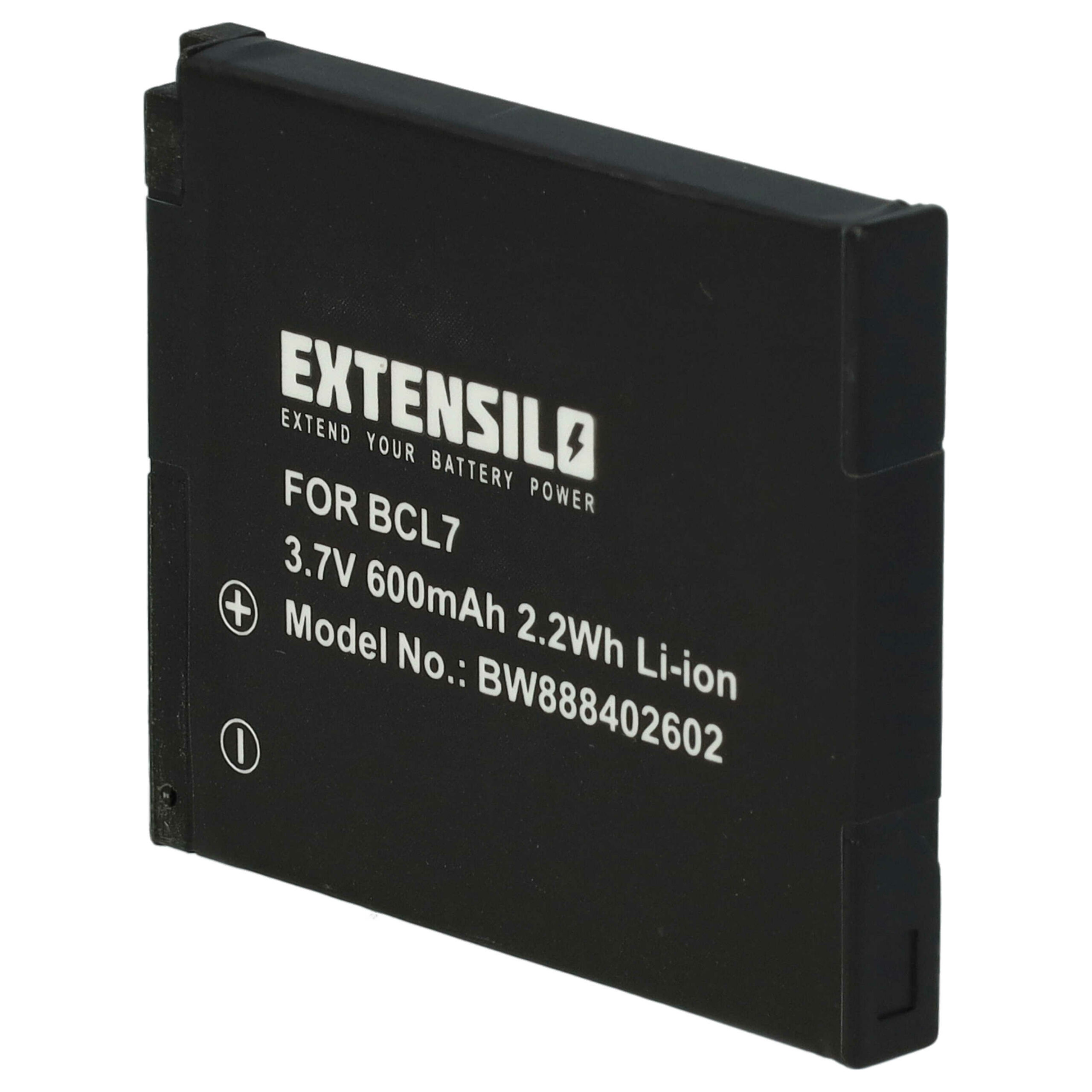 3x Bateria EXTENSILO para Panasonic DMW-BCL7, DMW-BCL7E - 600mAh, 3.7V, Li-Ion - Image 3