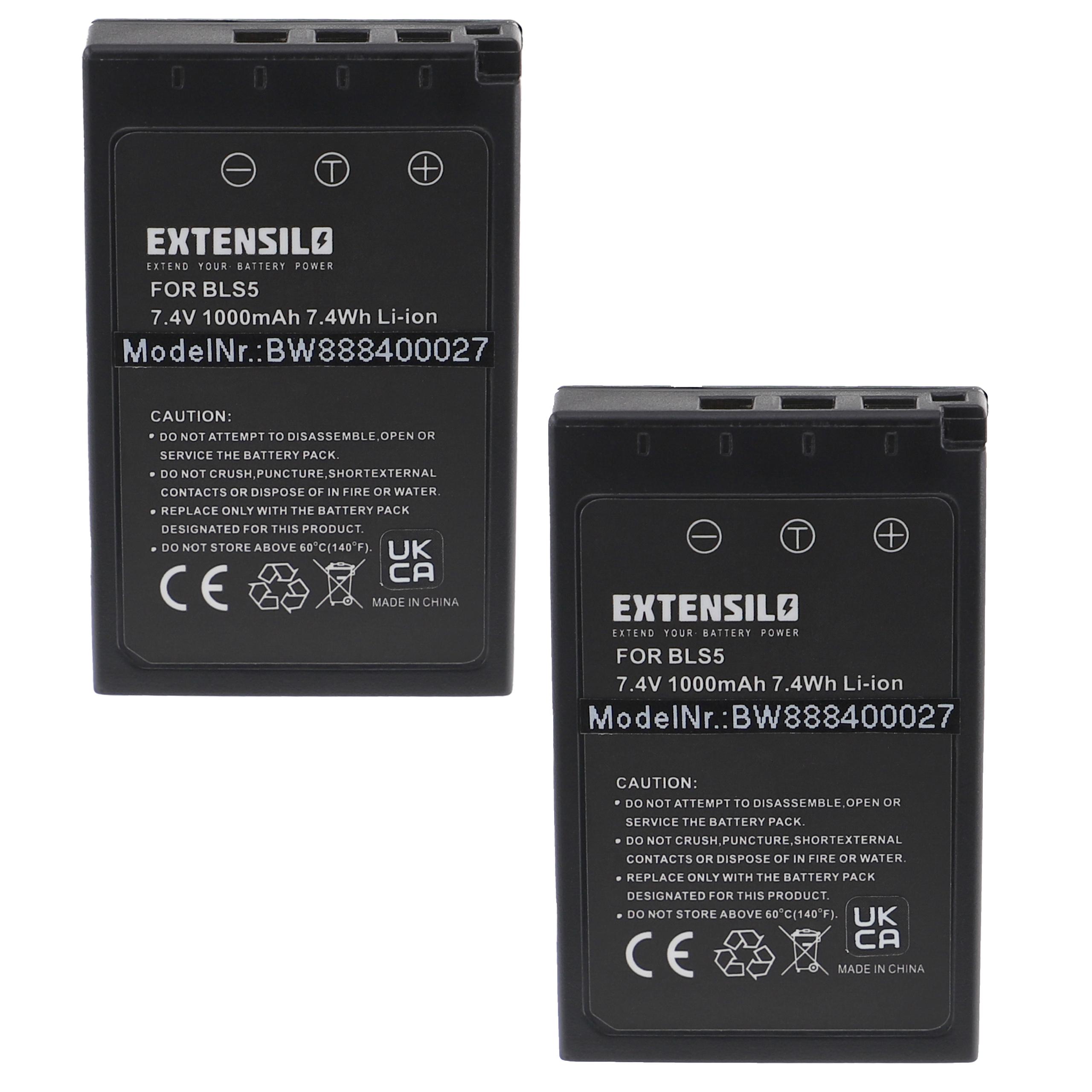 2x Baterias EXTENSILO para Olympus PS-BLS5, BLS50, BLS-5 - 1000mAh, 7.4V - Image 4