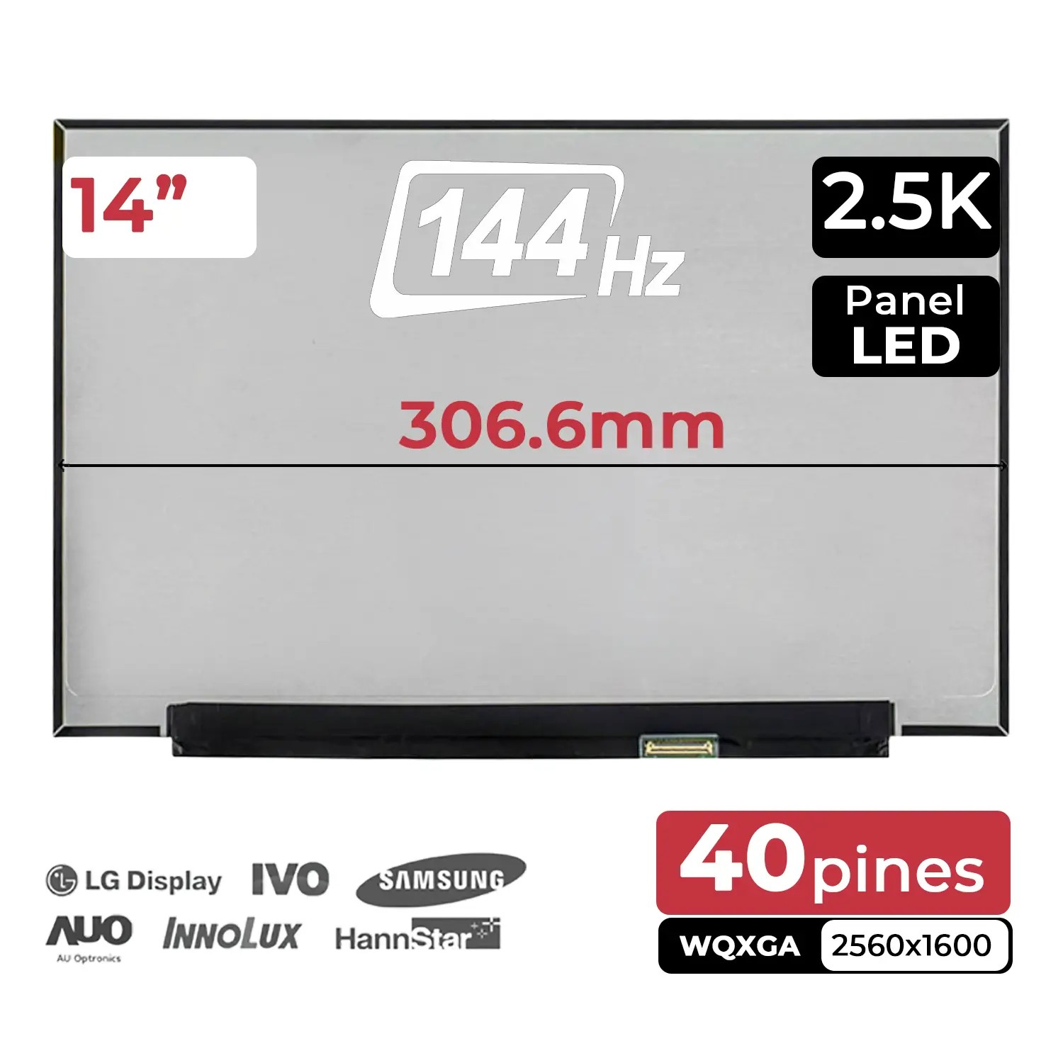 Ecrã LED 14" WQXGA 144Hz para ASUS ROG Zephyrus G14 Series | NE140QDM-NX4