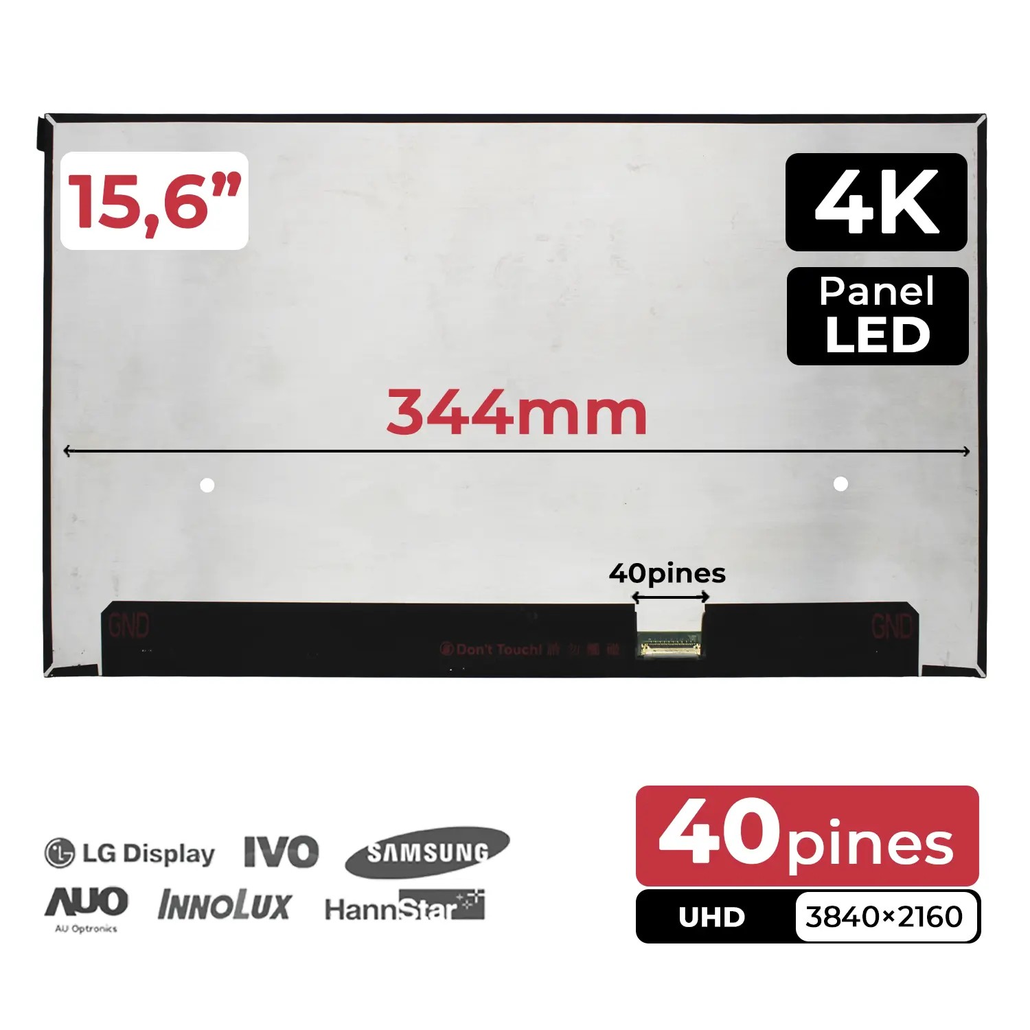 Ecrã LED 15.6" UHD para Dell Latitude 7520 5531 - NE156QUM-N69 - 40 Pinos