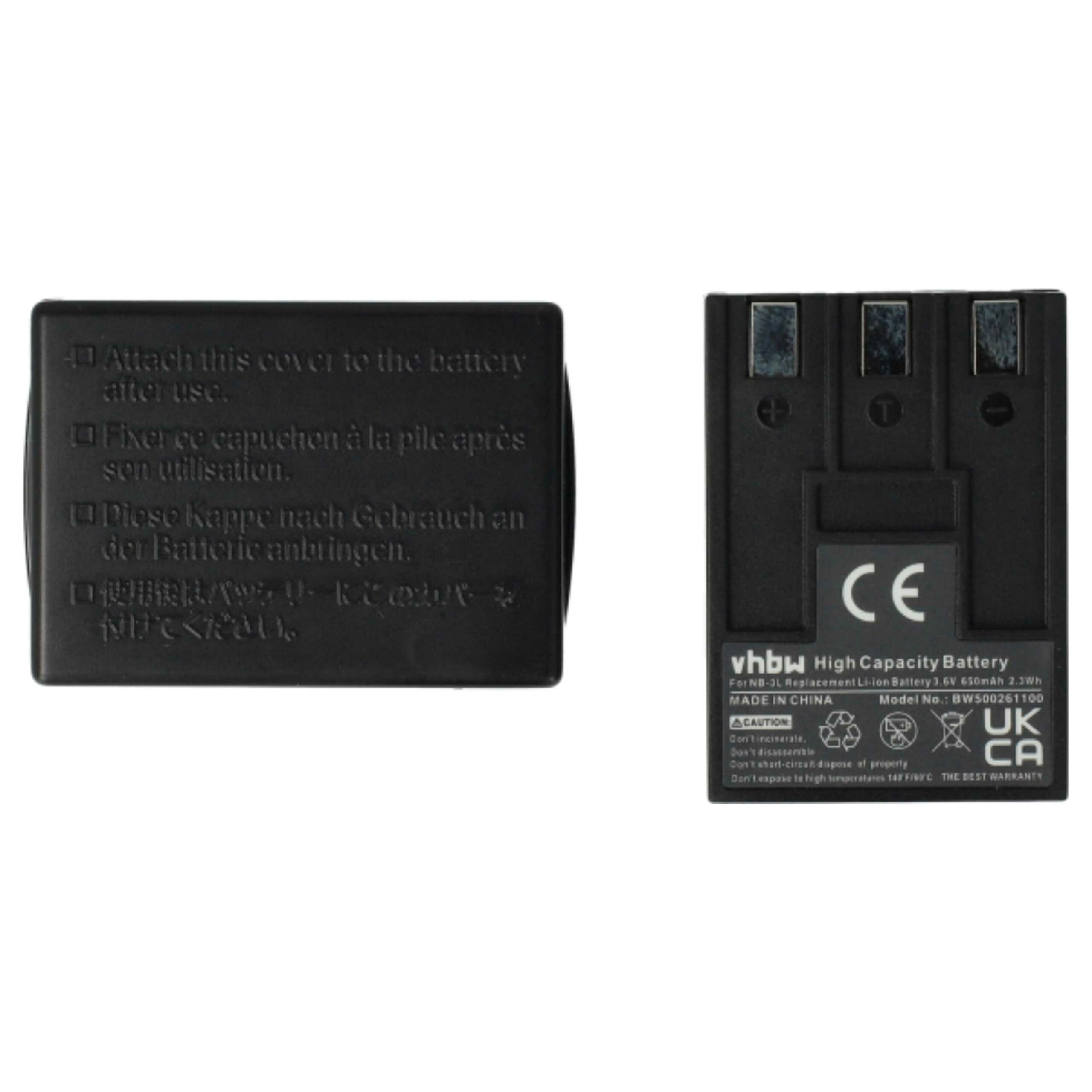3x Bateria vhbw substitui Canon NB-3L - 650mAh, 3.6V - Image 3