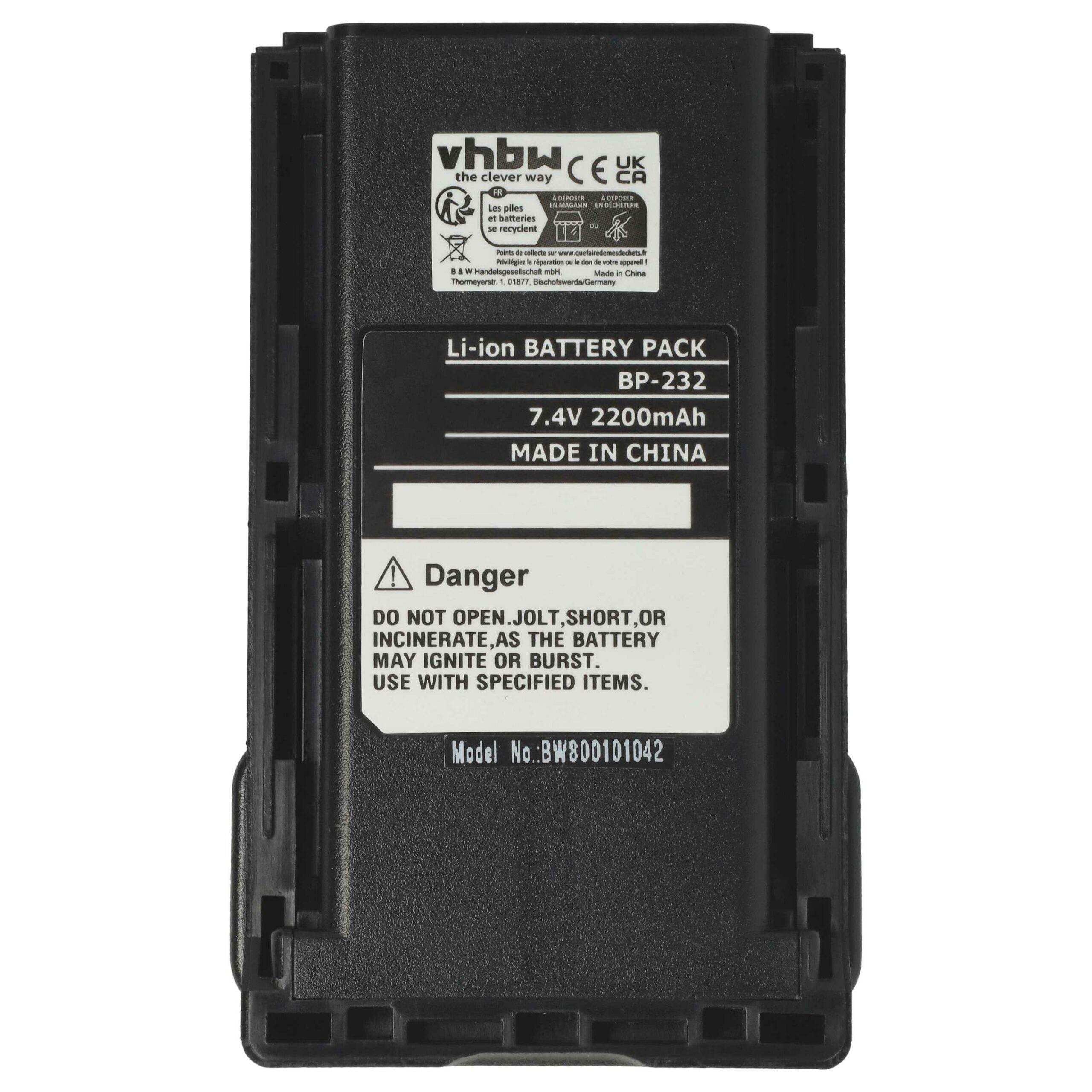 Bateria para Rádio vhbw 2200 mAh 7.4 V Li-Ion (substitui Icom BP-232, BP-231) - Image 3