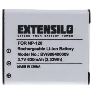 Bateria EXTENSILO para Casio NP-120 / NP-120DBA - 630mAh, 3.7V, Li-Ion