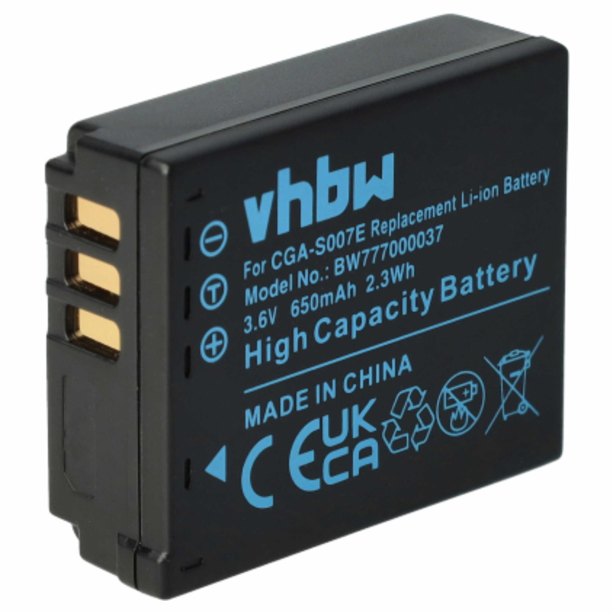 3x Bateria vhbw para Panasonic DMW-BCD10, CGA-S007, CGA-S007E - 650mAh, 3.6V - Image 3