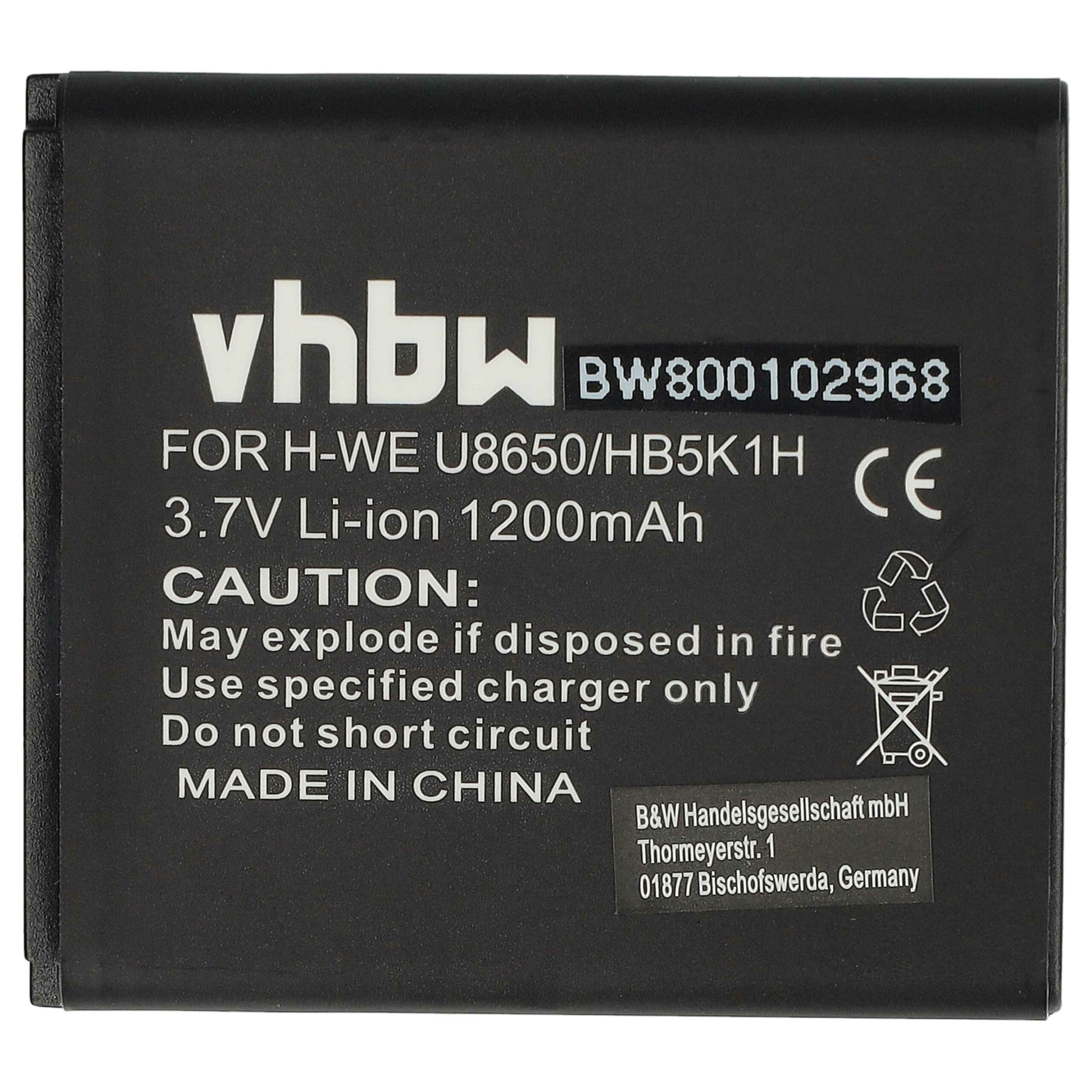 Bateria para Telemóvel vhbw substitui Huawei HB5K1H - 1200 mAh 3.7 V Li-Ion - Image 3