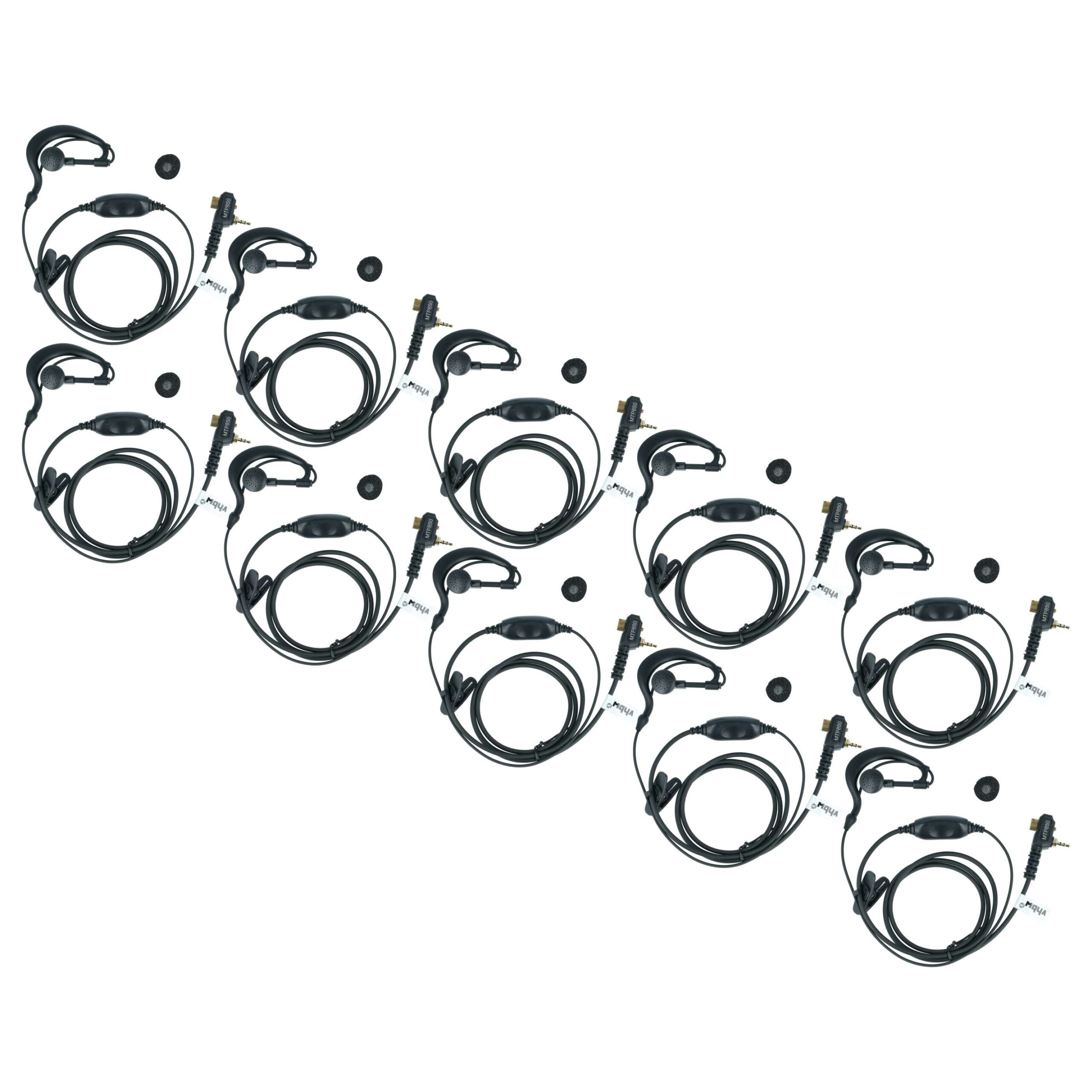 vhbw Auricular de segurança 10x para rádios Motorola CEP400, MTH600, MTH650, MTH800, MTH850 e MTP850, com botão de chamada e mola de fixação