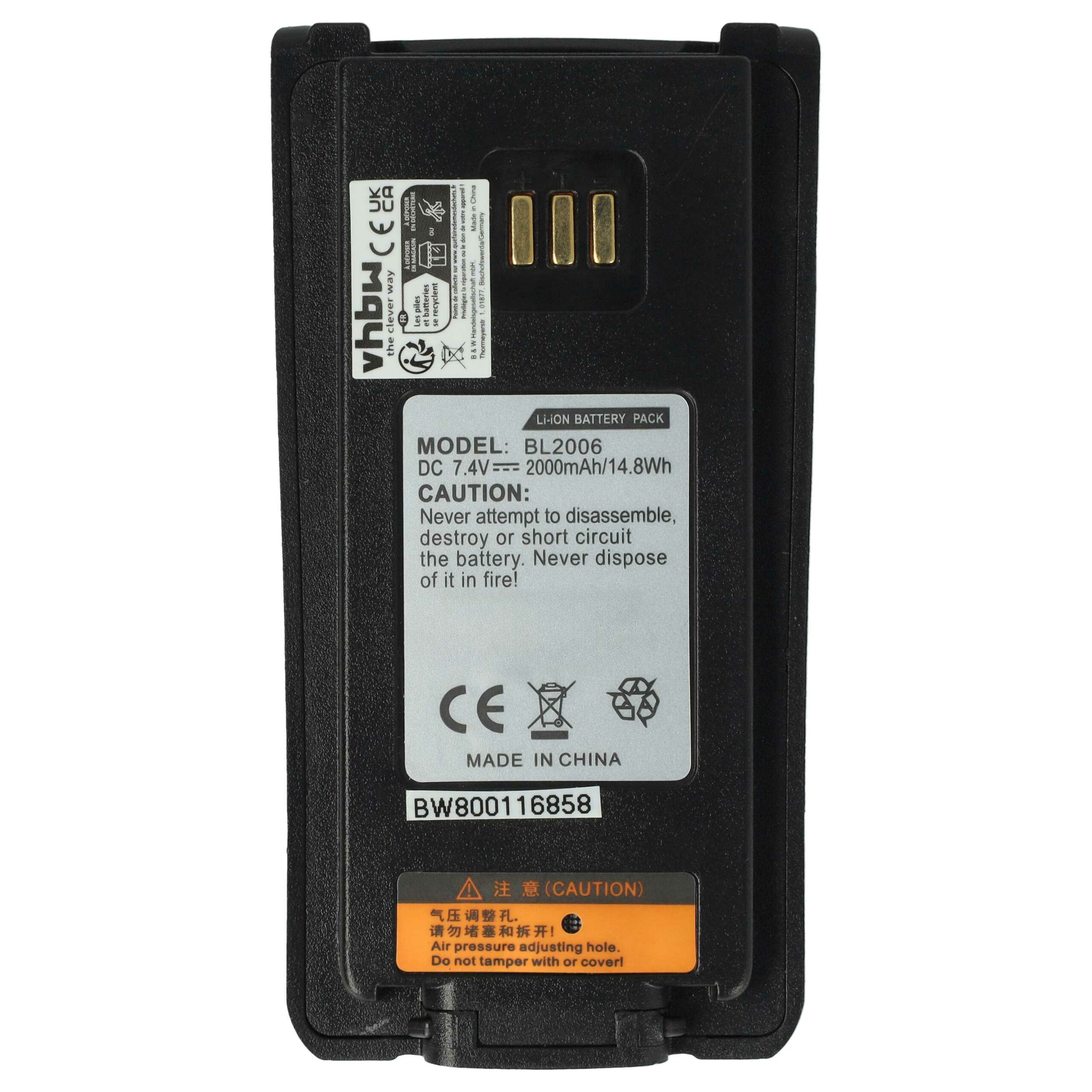 Pack 5x Baterias vhbw para Rádio Hytera / HYT PD700, PD780 (2000 mAh, 7.4 V) - Image 3