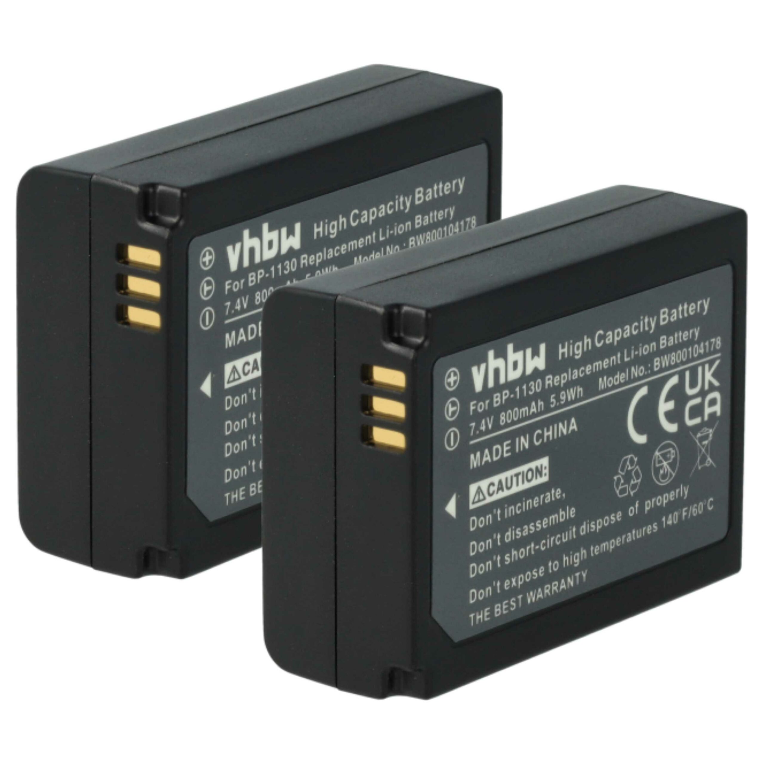 2x Baterias vhbw para Samsung BP-1130 / BP1130 800mAh 7.4V Li-Ion