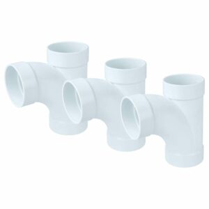 vhbw 3x Peça em T para Tubagem de Aspiração Central, 50.8mm - Branco