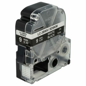 Fita de Etiquetas vhbw substitui Epson LC-3BWV - 9 mm Preto / Branco
