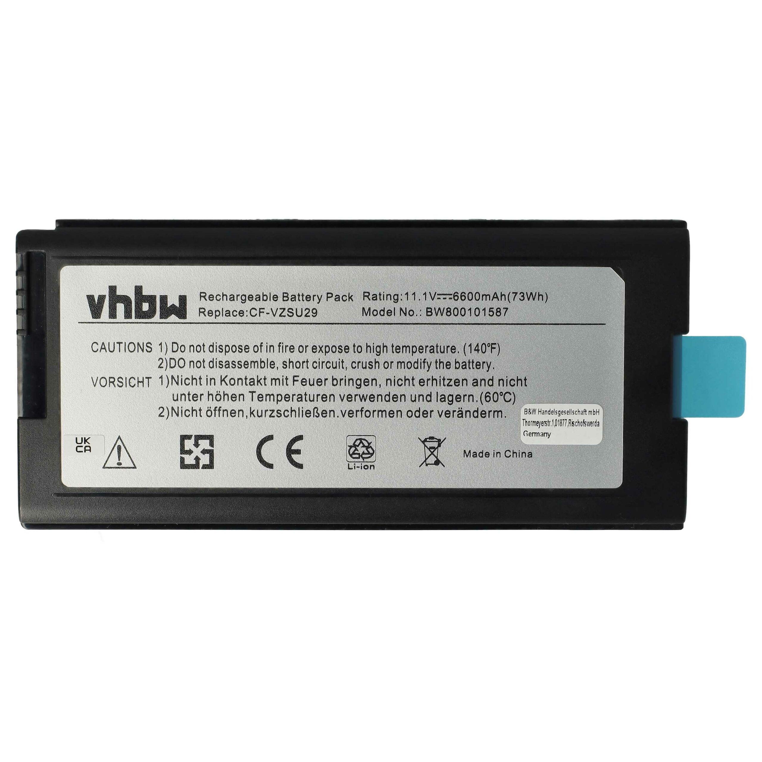 Bateria para Portátil vhbw para Panasonic CF-VZSU29, CF-VZU29A - 6600 mAh - Image 3