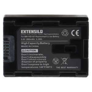 Bateria Extensilo para câmara JVC BN-VG107E, BN-VG108E - 890mAh, 3.6V