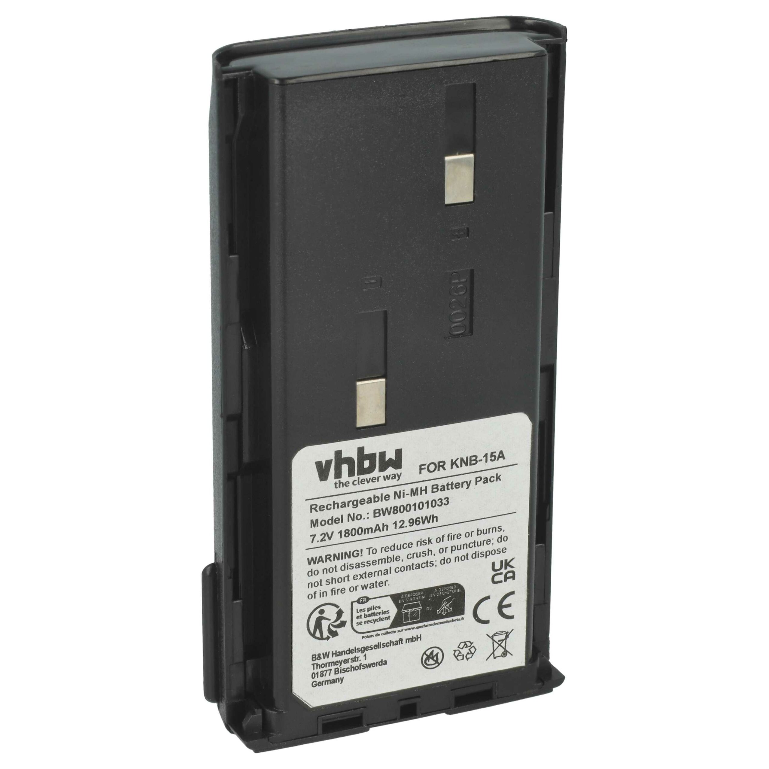 Bateria para Rádio vhbw substitui Bidatong BD-15-L - 1800 mAh 7.2 V NiMH