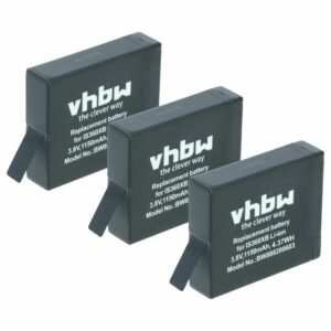 3x Bateria vhbw para Insta360 One X (1150mAh, 3.8V, Li-Ion)