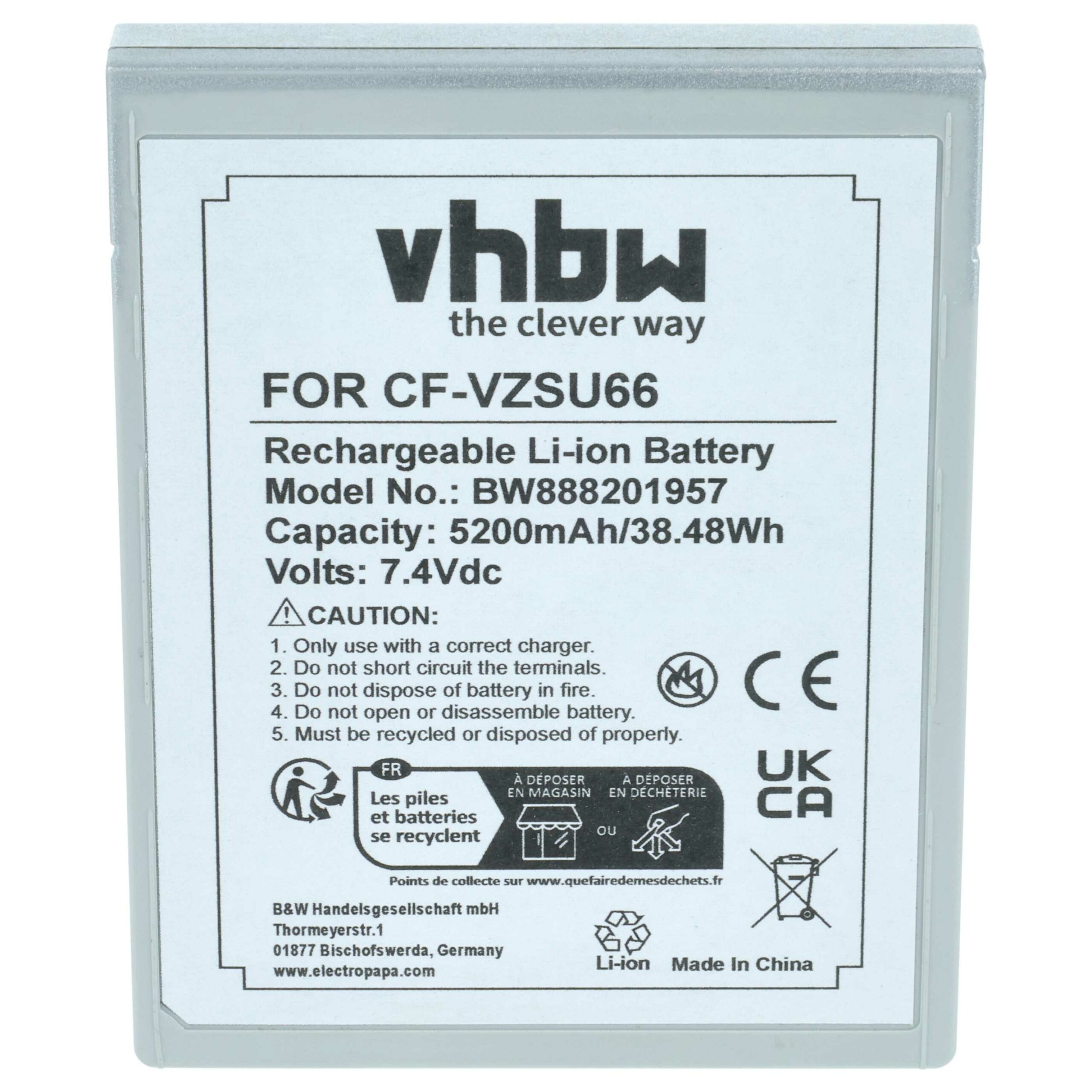 Bateria vhbw para portáteis Panasonic CF-VZSU66U - 5200 mAh 7.4 V Li-Ion - Image 3