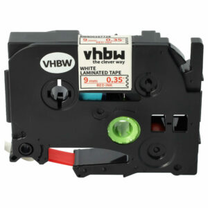 Fita de Etiquetas vhbw Substitui Brother TZE-222 - 9 mm Vermelho sobre Branco