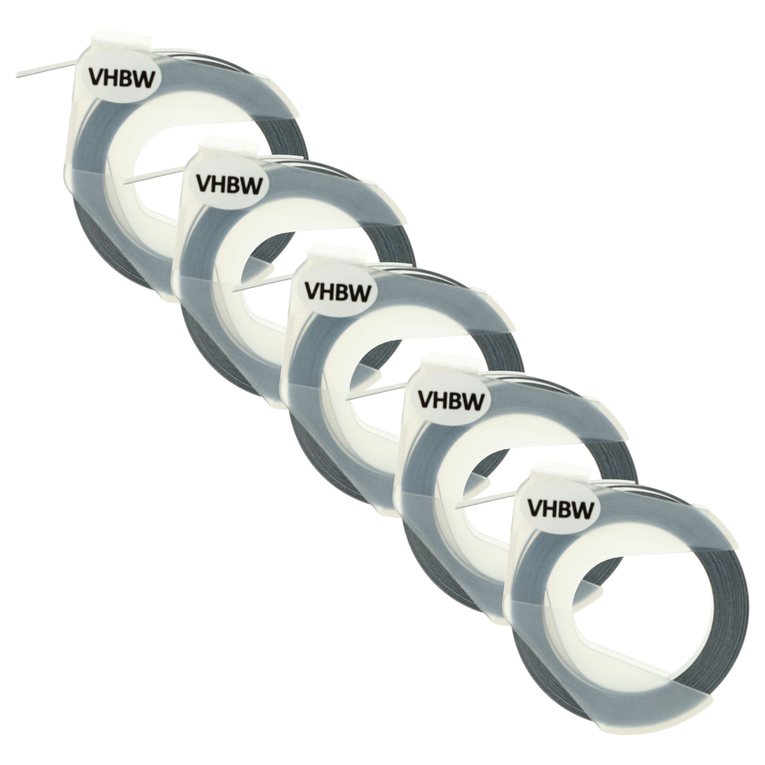 vhbw Fita de Relevo 3D para Etiquetadora 5x 9 mm Branco sobre Preto