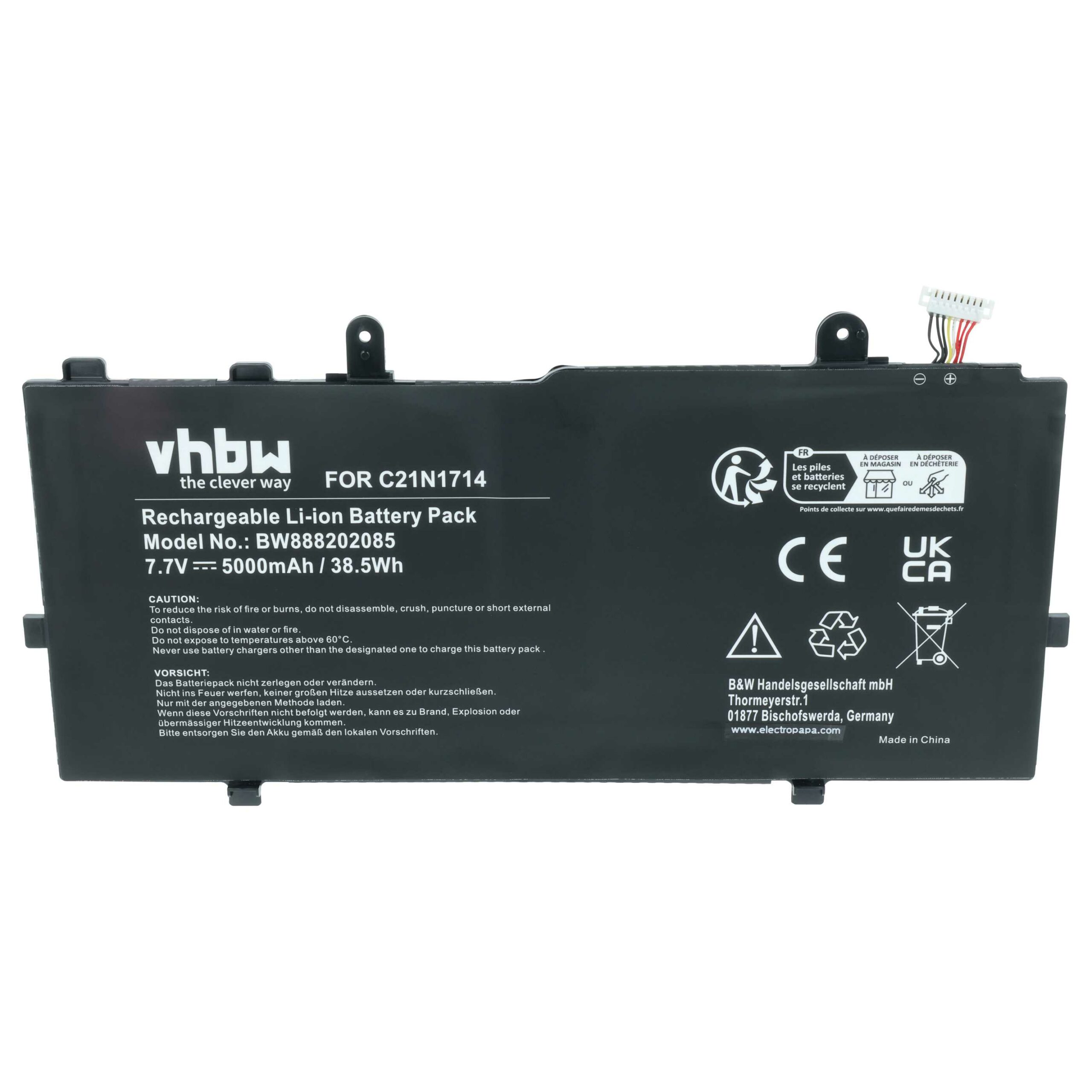 Bateria para Portátil vhbw para Asus C21N1714 5000 mAh 7.7 V - Image 3