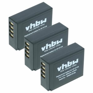 3x Bateria vhbw para Fuji Fujifilm NP-W126s, NP-W126 - 800mAh, 7.2V