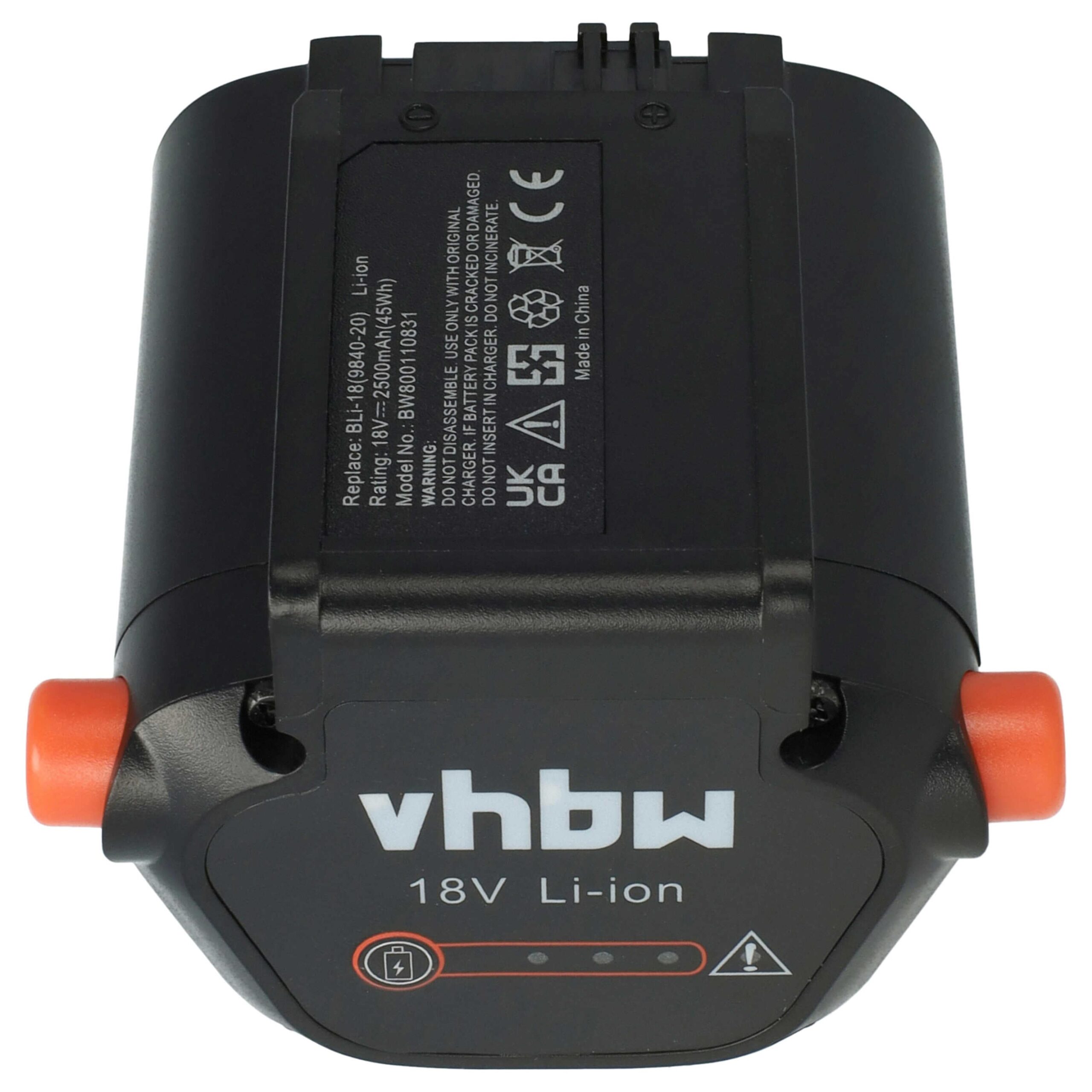 Bateria vhbw substitui Gardena BLi-18, 9839-20, 9840-20 - 2500 mAh 18 V Li-Ion