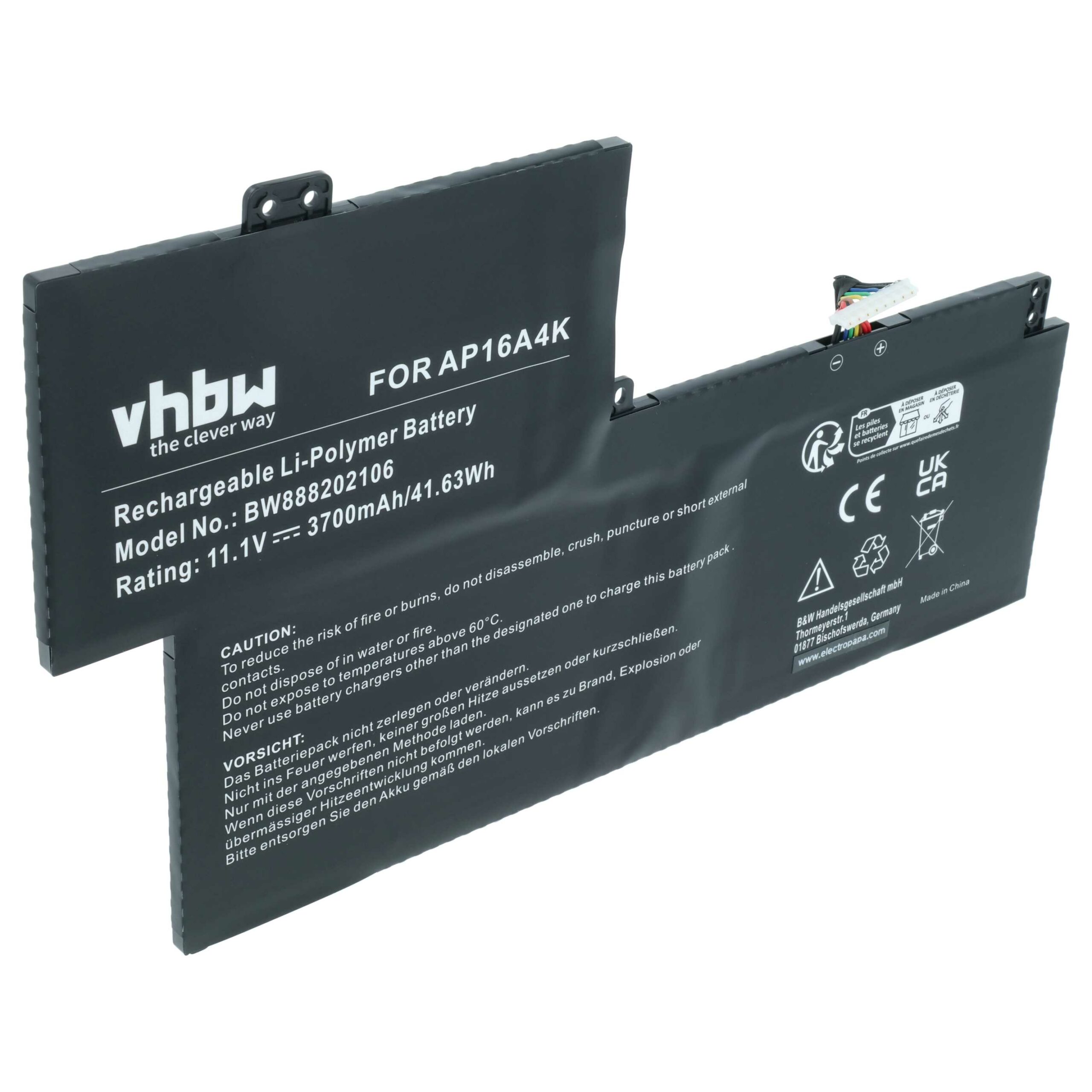 Bateria para Portátil vhbw para Acer AP16A4K / KT.00304.003 - 3700 mAh